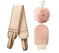 Exfoliating Washcloth 3pcs/Set Body Cleaning Washcloth Soft Brush Home Hotel Bathroom Shower Ball Back Scrubber Set Exfoliating Skin Towel Bath Gloves for Bath Shower (Color : A)