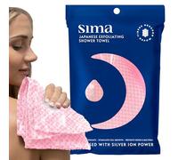 Exfoliating Washcloth Face & Body Scrub Towel - Japanese Exfoliating Towel with Hexagon Fibers, Body Scrubber with 2 Sides for Scrubbing & Washing, Extra Long Body Towel (Pink)