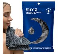 Exfoliating Washcloth Face & Body Scrub Towel - Japanese Exfoliating Towel with Hexagon Fibers, Exfoliating Body Scrubber with 2 Sides for Scrubbing & Washing - 1 Extra Long Towel