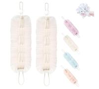 Exfoliating Washcloth Towel with Suction Cup, 2-in-1 Shower Pouf & Back Scrubber, Loofah Sponge, Net Sponge Rag for Use in Shower Bath (1 Pcs*White)