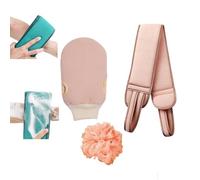ExfoliatingBack Scrubber for Shower,38 Inches Back Exfoliating Washcloth with Handles with Exfoliating Gloves and Loofah Sponge Set,Scrub Your Body Deeply for Men & Women Exfoliation (B)