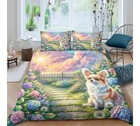 EXGCZTPAV 3D Printed Papillon Duvet Cover 3 Pieces Microfibre Dog Bedding Set with Zipper Closure with Pillowcases for Teens And Adults King（220x240cm）