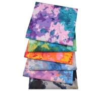 EXGOING 6PCS Tie-Dye Cotton Fat Quarters Fabric Bundles 50x50cm (20"x20") - Soft Material for Sewing, Quilting & Patchwork for DIY - Multicolour Fabric Squares for Crafts & Home Décor