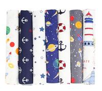 EXGOING 7pcs Fat Quarters Fabric Bundles - 20"x20" Precut Easter & Spring Quilting Cotton for Sewing, Patchwork, DIY Crafts & Home Décor - Soft, Durable & Multi-Colour Material (Oceans)