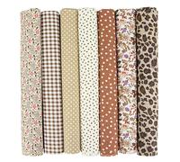EXGOING 7pcs Fat Quarters Fabric Bundles, 50x50cm Brown Precut Cotton