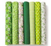 EXGOING 7pcs Fat Quarters Fabric Bundles, Green 50x50cm Precut Cotton