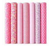 EXGOING 7pcs Fat Quarters Fabric Bundles, Pink 50x50cm Precut Cotton