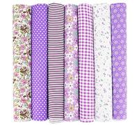 EXGOING 7pcs Fat Quarters Fabric Bundles, Purple 50x50cm Precut Cotton