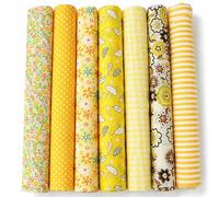 EXGOING 7pcs Fat Quarters Fabric Bundles, Yellow 50x50cm Precut Cotton