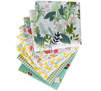 EXGOING 8PCS Cotton Fat Quarters Fabric Bundles 50x50cm (20"x20")-High-Density Material for Sewing, Quilting & Patchwork for DIY-Animal, Floral, Polka Dot, Check Patterns (8pcs Botanical Green Mix)