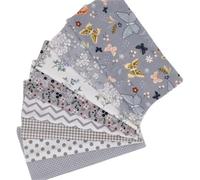 EXGOING 8PCS Cotton Fat Quarters Fabric Bundles 50x50cm (20"x20")-High-Density Material for Sewing, Quilting & Patchwork for DIY-Animal, Floral, Polka Dot, Check Patterns (8pcs Gray Botanical Mix)