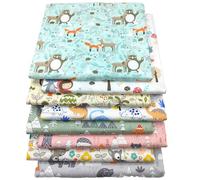 EXGOING 8PCS Cotton Fat Quarters Fabric Bundles 50x50cm (20"x20")-High-Density Material for Sewing, Quilting & Patchwork for DIY-Animal, Floral, Polka Dot, Check Patterns (8pcs Woodland Creatures Mix)