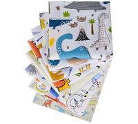 EXGOING 8PCS Cotton Fat Quarters Fabric Bundles 50x50cm (20"x20")-High-Density Material for Sewing, Quilting & Patchwork for DIY-Animal, Floral, Polka Dot, Check Patterns (8pcs Cartoon Dino)