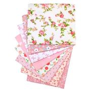 EXGOING 8PCS Cotton Fat Quarters Fabric Bundles 50x50cm (20"x20")-High-Density Material for Sewing, Quilting & Patchwork for DIY-Animal, Floral, Polka Dot, Check Patterns (8pcs Pink#2)