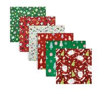 EXGOING Christmas Fabric Squares 6PCS, 50×50cm Christmas Cotton Fabric, Xmas Material Fat Quarters Fabric Bundles for Sewing, Patchwork, Quilting & DIY Crafts Christmas Fat Quarters