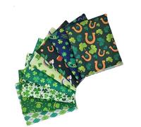 EXGOING Fat Quarters Fabric Bundles st Patricks Day - 20"x20" Precut Saint Patrick & Spring Quilting Polyester for Sewing, Patchwork, DIY Crafts & Home Décor - Soft, Durable Material (8pc Clover)