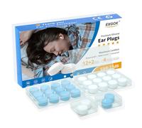 EXGOX 14 Pairs Silicone Ear Plugs for Sleeping Noise Cancelling Reusable Moldable Wax Earplugs for Swimming, Work, Airplane, SNR27dB(Blue, White)