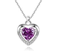 EXGOX Silver Heart Necklace, 925 Sterling Silver Chain with Crystal Heart for Women - Adjustable, Perfect for Birthday Gifts