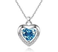 EXGOX Silver Heart Necklace, 925 Sterling Silver Chain with Crystal Heart for Women - Adjustable, Perfect for Birthday Gifts