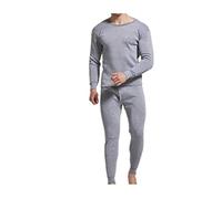 Exgreem Men Winter Fleece Lined 100% Cotton Thermal Long Johns Top Bottom Underwear Set, Gary, XXL