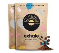EXHALE Organic Fine Ground Coffee - Double 900g Pack - Mycotoxin Free, Mould Free & Polyphenol Rich - For Moka, AeroPress and Drip (Decaf Medium Roast, 900g)