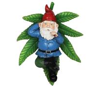 Exhart Good Time Ganja Lounging Gnome Statue | Hand Painted Gnome Art w/Battery Powered LED Light | Weed Smoking Gnome for Indoor & Outdoor Décor for Home | œ12.5 L x 9.5" W x 5" H