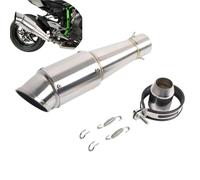 Exhaust Accessories 1 Piece 51MM Universal Motorcycle Exhaust Pipe Silencer Suitable For Installation On Most Motorcycles(Silver)