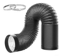 Exhaust Duct, 4-inch 100mm Aluminium Foil Hose with 2 Clamps for Dryer Heater Ventilation Fan, Flexible AC Vent Ducting HVAC System(2m black)