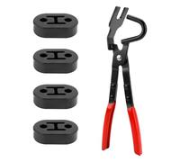 Exhaust Hanger Pliers & 4pcs 2 Hole Rubber Exhaust Hangers, Exhaust Hook Wrench Universal Muffler Hanger Pliers Tool Kit Compatible with Car and Truck Exhaust Systems