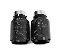 Exhaust Muffler 1 Pcs Glossy Forge Carbon Fiber Black Stainless Steel Muffler Tip Universal Exhaust Pipe Nozzle Car Exhaust Tail Throat(ID57MMOD114MM)