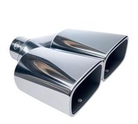 Exhaust Muffler 1 PCS Stainless Steel Muffler Tip System Pipe Universal Square Double Outlet Exhaust Tip Car Accessories Inlet 60mm Exhaust Pipe Muffler(Silver)