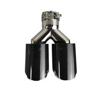 Exhaust Muffler 1 Pcs Universal Car Carbon Look Tail Throat Muffler Same Length Polishing Y-Shaped Double Out Twill Glossy Exhaust Tip(76.2mm-89mm)