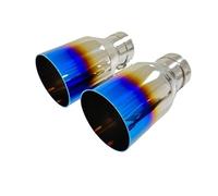 Exhaust Muffler 1pcs Stainless Steel Universal Exhaust System Tailpipe Car Pipe Single Straight Muffler Tip Baked Blue(60mm-101mm)