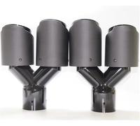 Exhaust Muffler 2Pcs Matt Carbon Fiber Muffler Tip Y Shape Double Exit Exhaust Pipe Mufflers Nozzle Decoration Universal Stainless Black(63MM IN 89MM OUT)