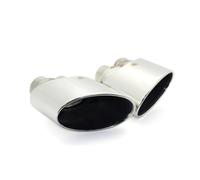 Exhaust Muffler For S3 S4 S5 S6 Double Inner Muffler Tip Exhaust Exhaust Pipe Tailpipe Car Oval Exhaust Tip Car Exhaust Tail Throat(Silver)