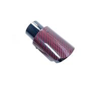 Exhaust Muffler Glossy Red Carbon Fiber Stainless Steel Universal Automobile Exhaust Pipe Muffler Pipe Carbon Fiber Exhaust Tips(ID 54mm-OD 89mm)