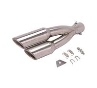 Exhaust Muffler Motorcycle Double Hole Exhaust Pipe Exhaust Muffler Silencer For Benelli 502C For R1 R3 R25 Exhaust Muffler Pipe DB Killer Exhaust Pipe(Silver,Left)