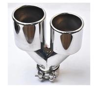 Exhaust Muffler Pipe 1Pc Universal Dual Curly Exhaut Pipe Flat Edge Double Shinny Stainless Steel Car Muffler Tip Car Exhaust Tailpipe(51-89mm)