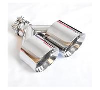 Exhaust Muffler Pipe 2.50 Inch Universal Left Side Stainless Steel Car Exhaust Tip Muffler Dual Tips Bevel Edge For F10 F30 Car Exhaust Tailpipe(IN 63mm OD 89mm)