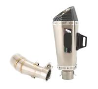 Exhaust Muffler Pipe For For N-ja 300 Z300 2013-2018 For Z250 N-ja 250 2013-2016 Exhaust Tips Middle Pipe Motorcycle Exhaust(Silver)