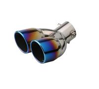 Exhaust Muffler Pipe Universal 63mm Car Exhaust Pipe Inlet Double-Barrel Rear Tip Tail Muffler Outlets Thickened Stainless Steel Accessories Car Exhaust Tailpipe(Blue Bend)