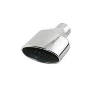 Exhaust Muffler Pipe Universal Car Exhaust Tip 63mm Polish Stainless Steel Rolled/oval Outlet Slant Auto Muffler End Pipe Silver Black For RS4 Car Exhaust Tailpipe(SilverR)