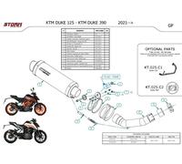 Exhaust Muffler Storm By Mivv Gp Black Steel Black KTM DUKE 125 2021 > 2023