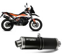 Exhaust Muffler Storm By Mivv Oval Steel Black Ktm 790 Adventure 2019 > 2026