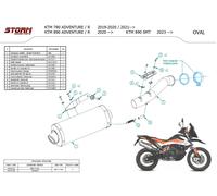 Exhaust Muffler Storm By Mivv Oval Steel Black Ktm 790 Adventure 2019 > 2026