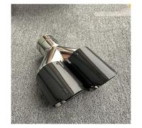 Exhaust Muffler Tail Pipe 1 Piece Y Shape Double 89mm Outlet Carbon Fiber Car Exhaust Tips Universal Muffler Pipe Nozzle Tailpipe Silver