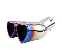 Exhaust Muffler Tip 63mm Universal Heart Shape Style Stainless Steel Exhaust Tips Muffler Tail Double-for Pipe Tube Car Accessories(Blue bent)