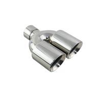 Exhaust Muffler Universal 2.5'' Dual Car Exhaust Tip Stainless Steel Car Muffler Chrome Silver Vehicle Tailpipe(EM20115aStraight cut)