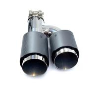 Exhaust Muffler Universal Car Carbon Fiber Matte Muffler Tip H Shape Double Exit Exhaust Pipe Mufflers Nozzle(ID 83mm-OD 101mm)