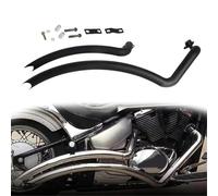 Exhaust part For YAHAMA XVS650 For Custom With Flames 2005 Motorcycle Stainless Steel Muffler Chrome/Black Slip Ons Mufflers Exhaust Pipe Silencer(Black- Silver)